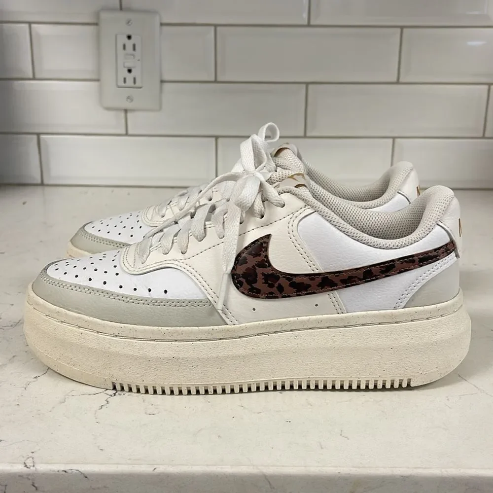 Nike Court Vision Alta Platform Shoes White Leopard DO2791 100 Women Size 8.5